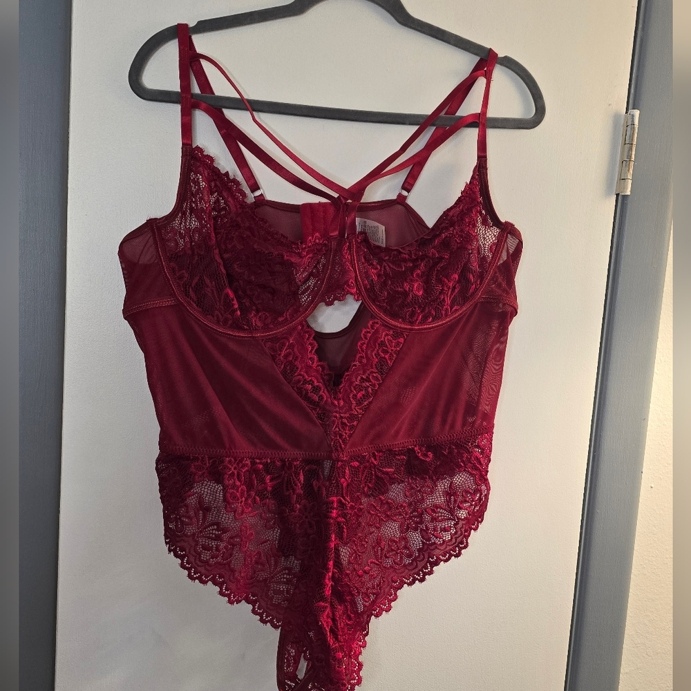 Sexy Lace Bodysuit in Deep Red